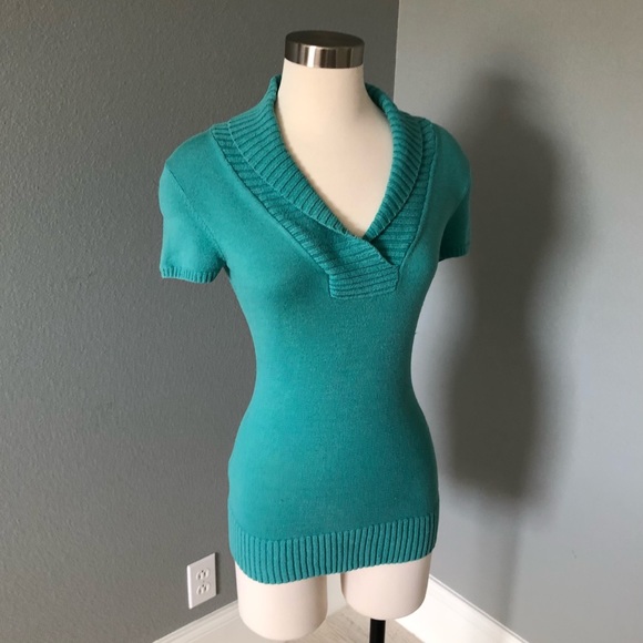 BCBG MaxAzria Cowl V-Neck Knit Sweater Blouse - Picture 3 of 16